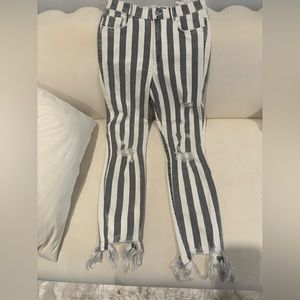 Zara stripe distressed skinny jeans nwot